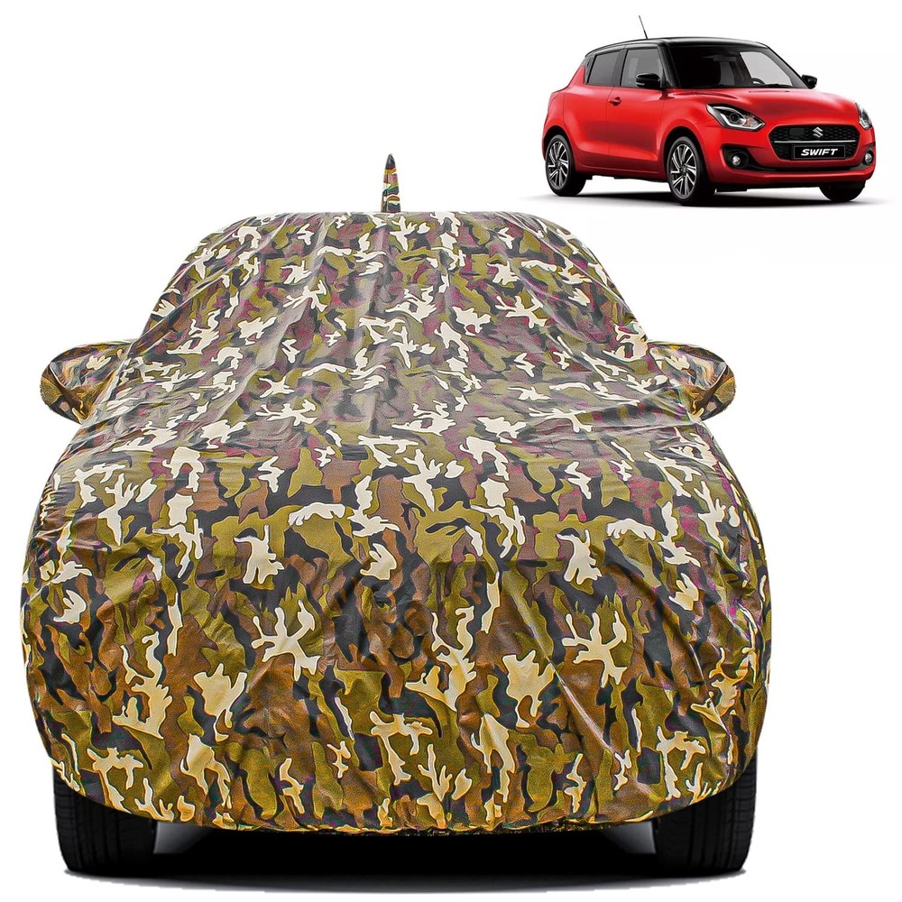 Waterproof Car Body Cover Compatible with New Swift (2018) with Mirror Pockets (Jungle Print)